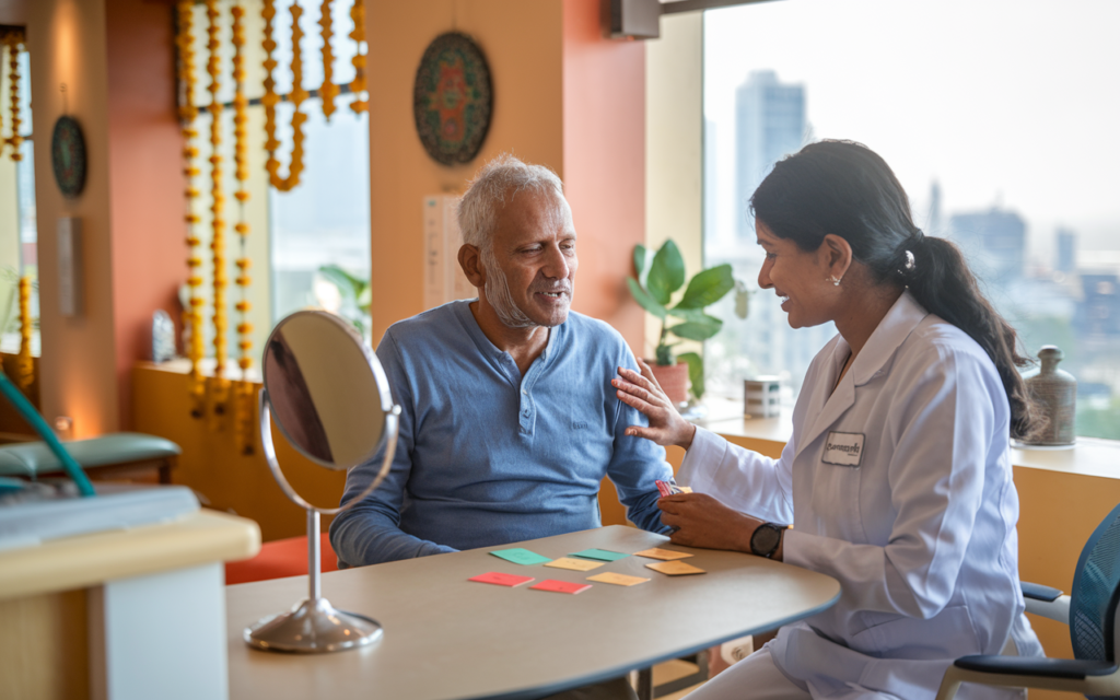 speech therapy in Kolkata middle-aged Indian patient
